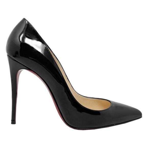 Christian Louboutin Pigalle Follies Black Patent Leather Pointed Toe Pumps Heels - Picture 3 of 10